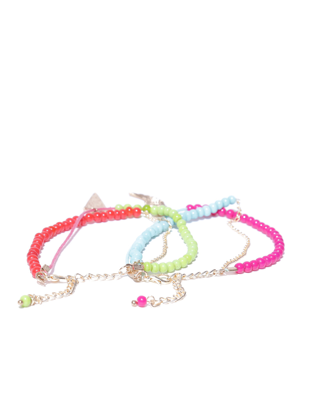Set of 2 beaded charm anklets