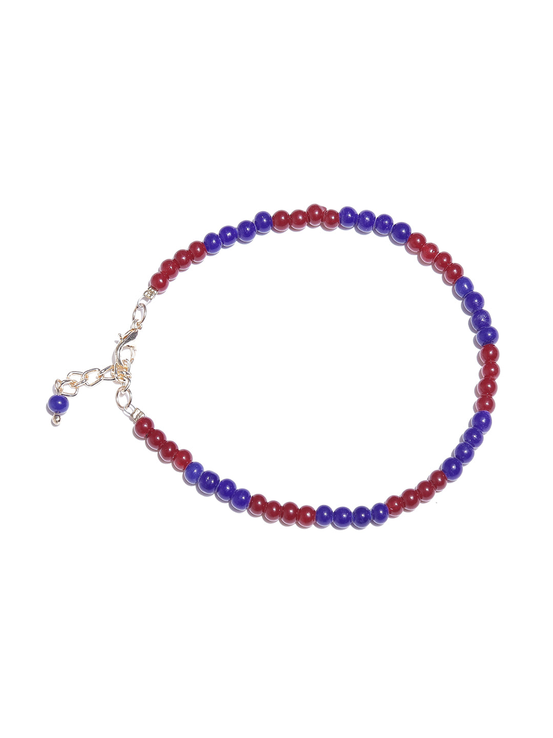 Blueberry Set of 5 Beaded and Tassel Anklets