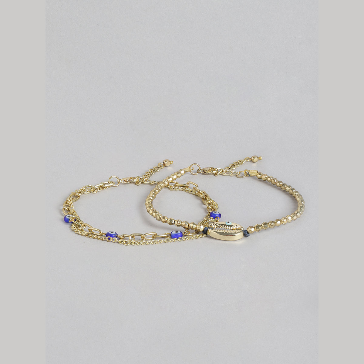 Blueberry Evil Eye mis match gold plated anklet Onesize / Gold / Women