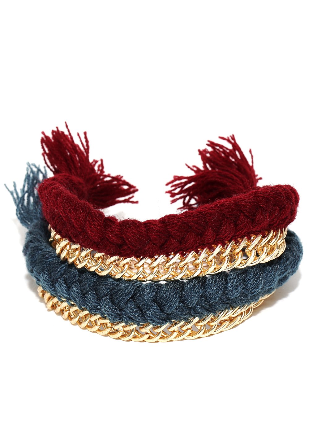 Set of 2 gold toned braided bracelets