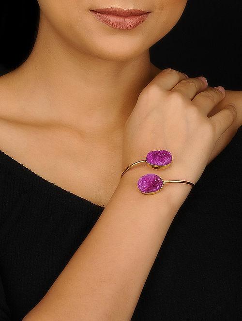Blueberry gold plated mismatch agate stone detailing cuff