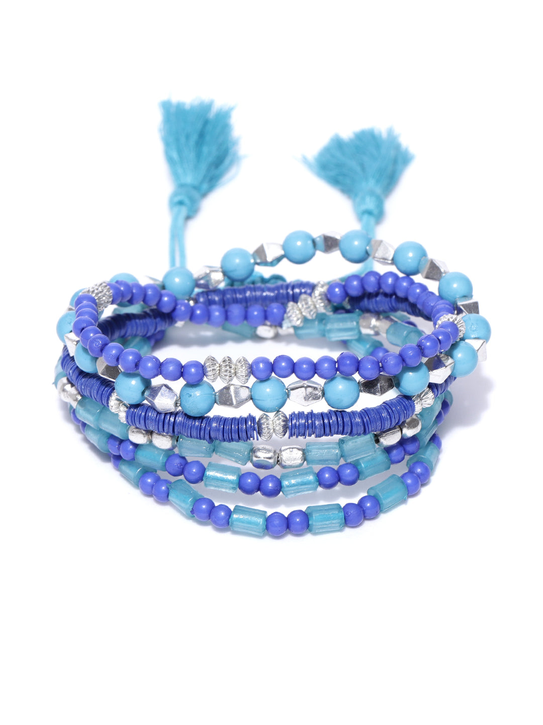 Blueberry set of 5 multi color beaded detailing bracelets