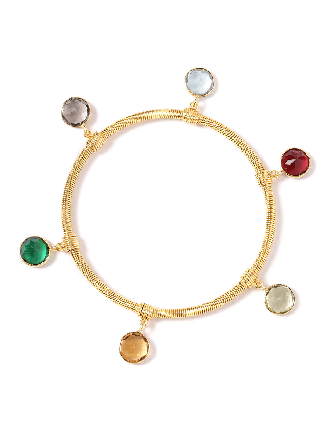 Blueberry 14 k gold plated semi precious stone embellished bangles