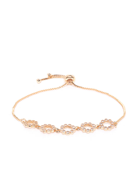 Blueberry gold plated stone embellished adjustable chain bracelet