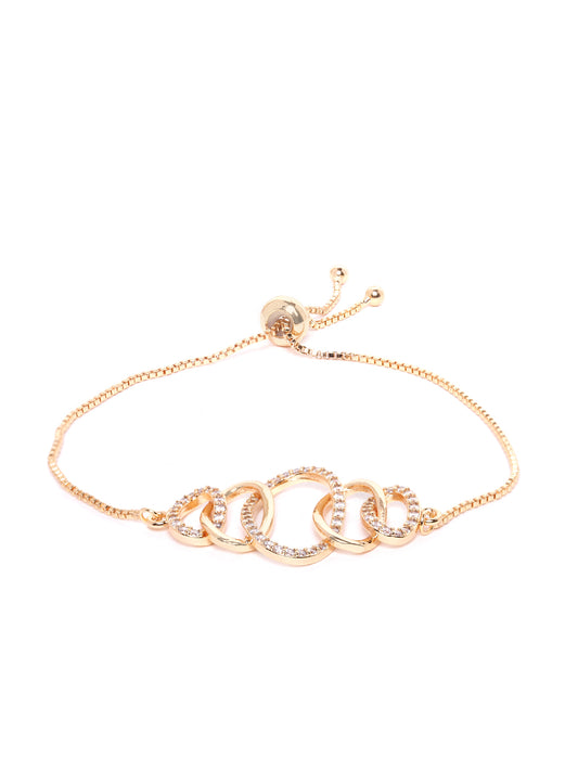 Blueberry gold plated stone embellished adjustable chain bracelet