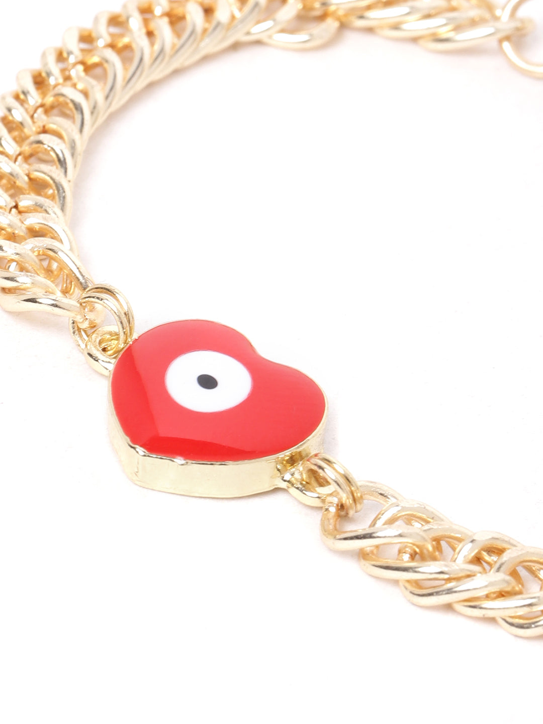 Gold chain with a red evil eye pendant on Craiyon