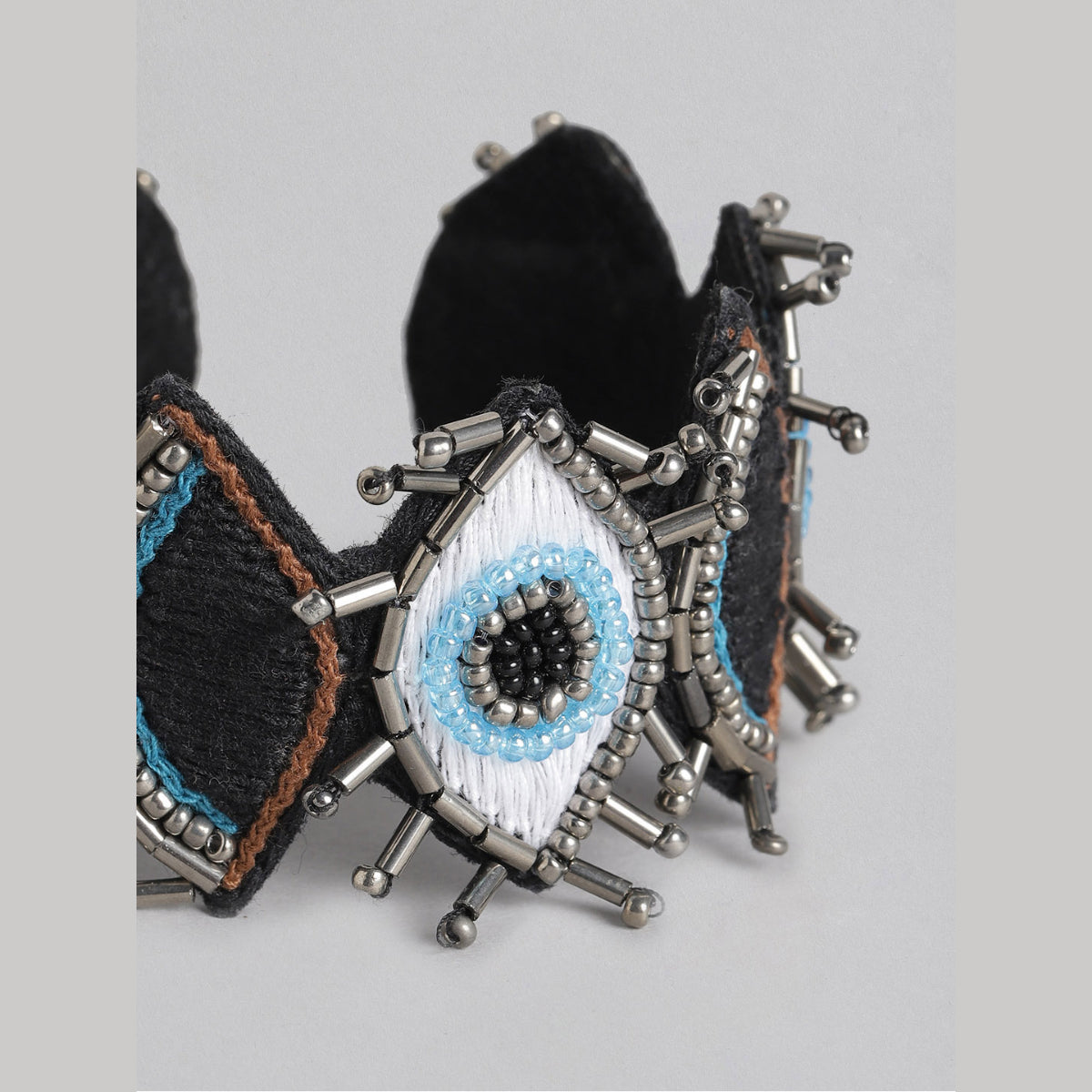Blueberry Evil Eye detailing cuff bracelet Onesize / Black / Women