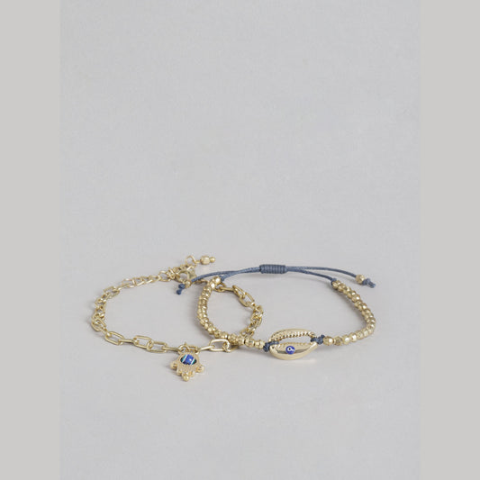 Blueberry set of 2 Eveil Eye gold plated chain bracelet Onesize / Gold / Women