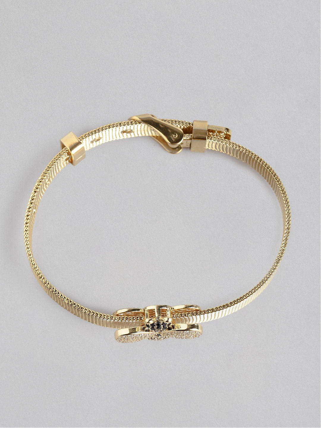 Blueberry gold plated bee detailing strap bracelet