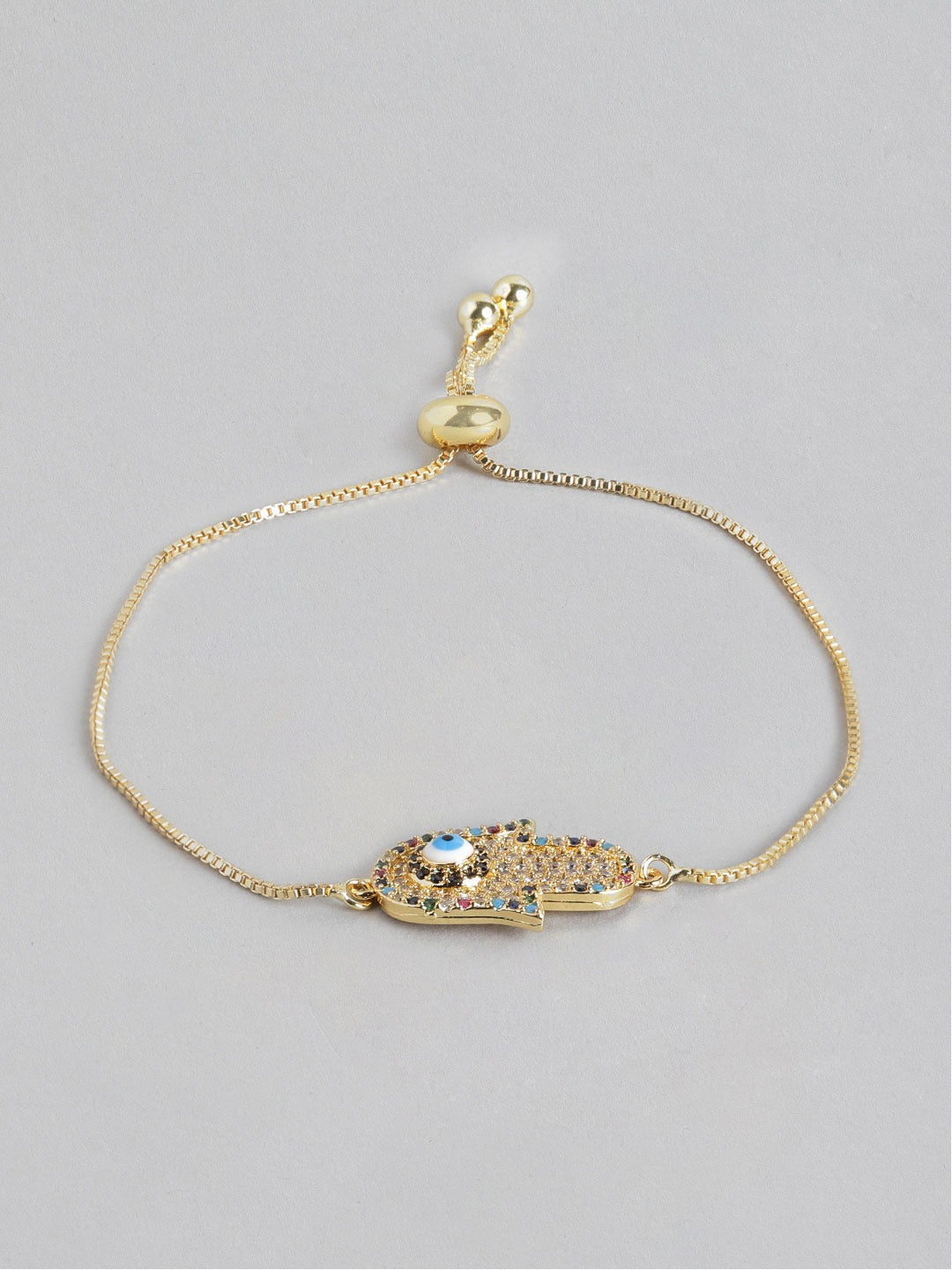 Blueberry gold plated multi stone embellished Evil Eye bracelet