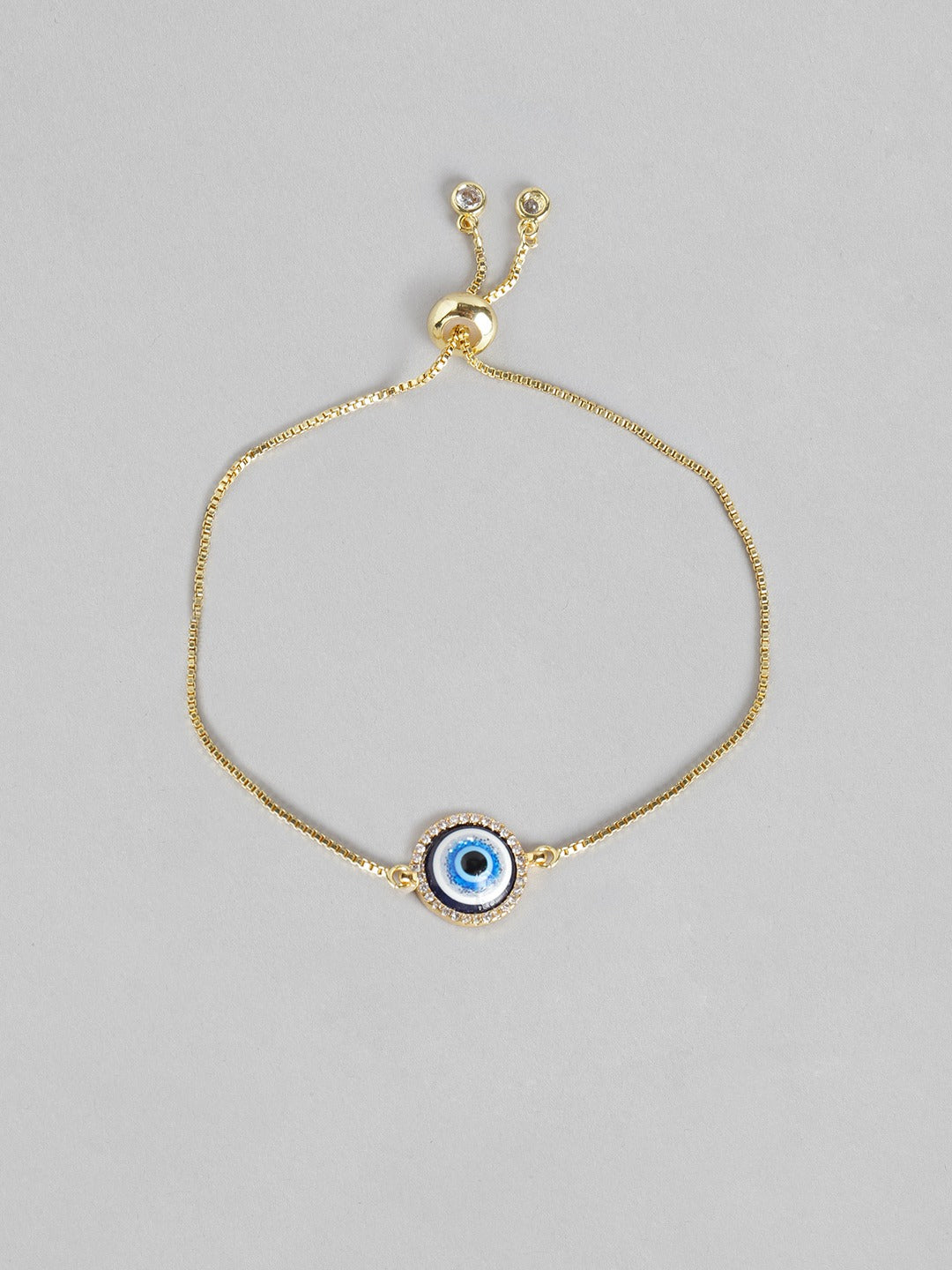 Blueberry gold pleated stone embellished chain bracelet