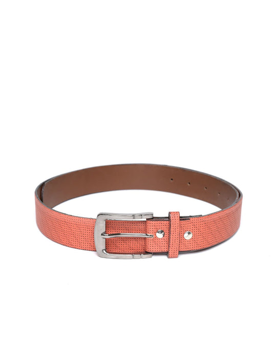 Lazy panda dark brown dotted on brown leather belt for men