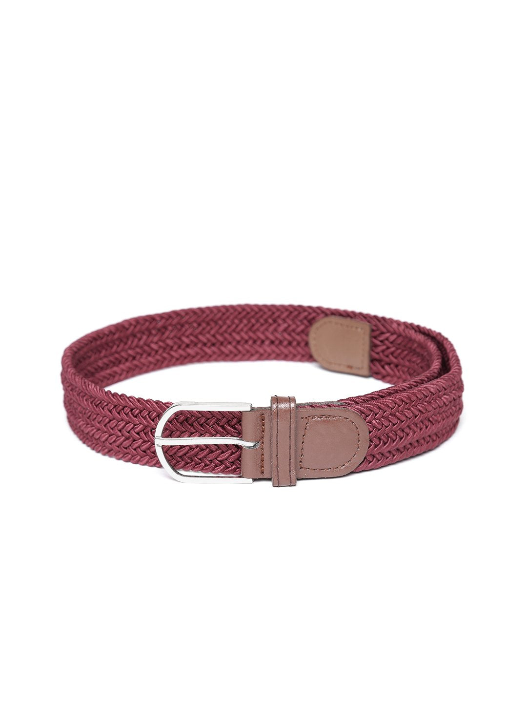 Lazy panda men burgundy braided stretchable belt