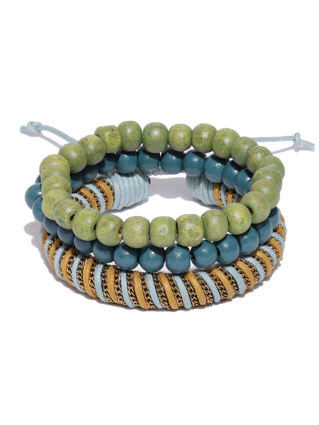 Lazy panda set of 3 multi beads detailing bracelets for men