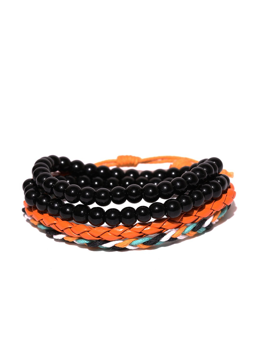 Lazy panda men set of 3 black and orange bracelets