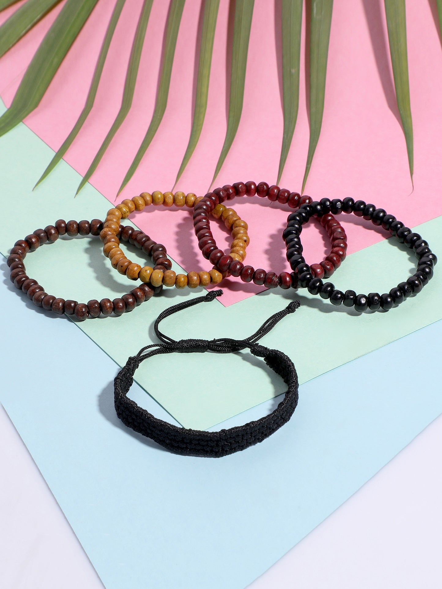 Multicolour Beaded Braided Bracelets (Set of 5)