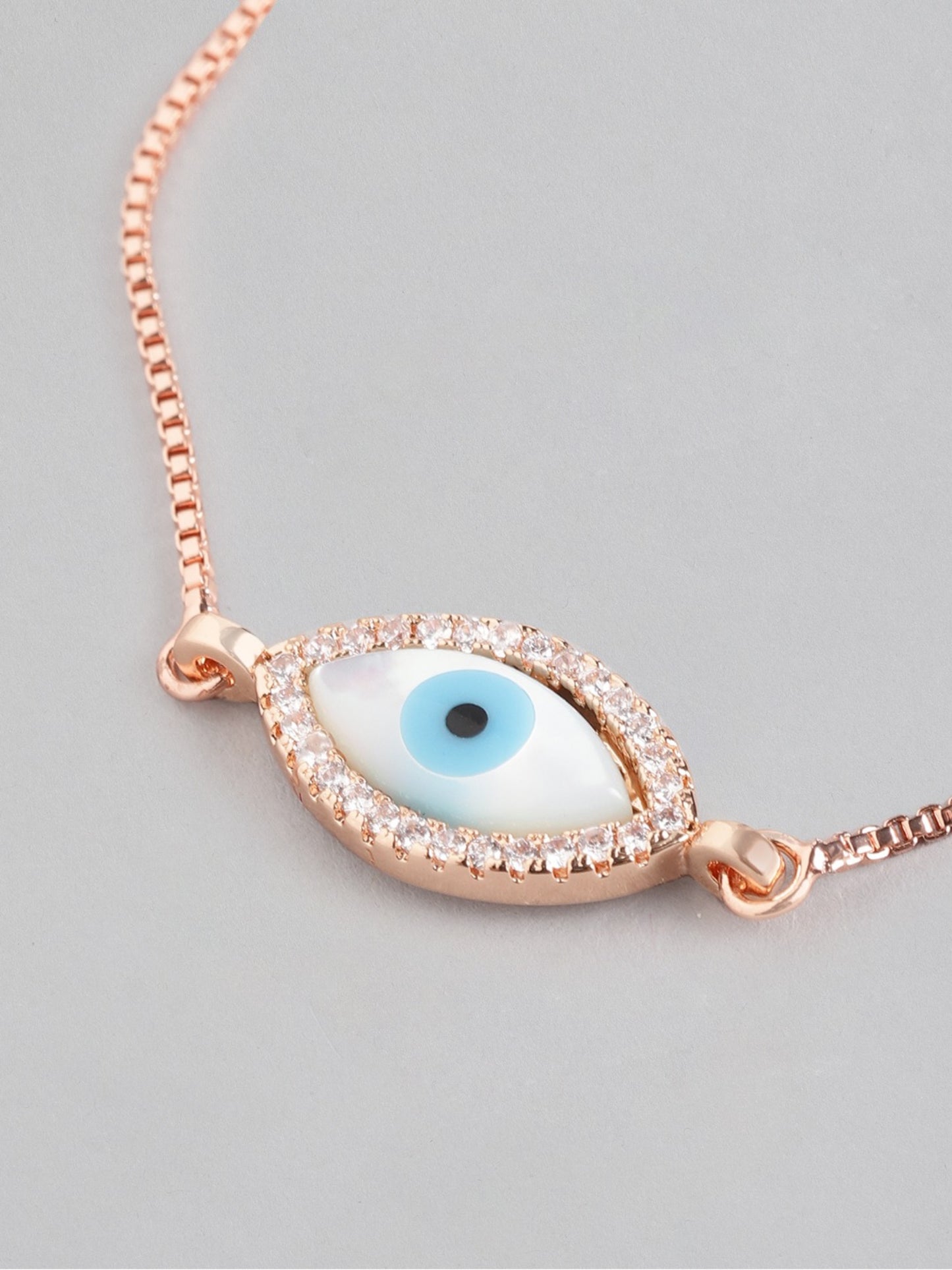 Blueberry rose gold plated Evil eye chain bracelet