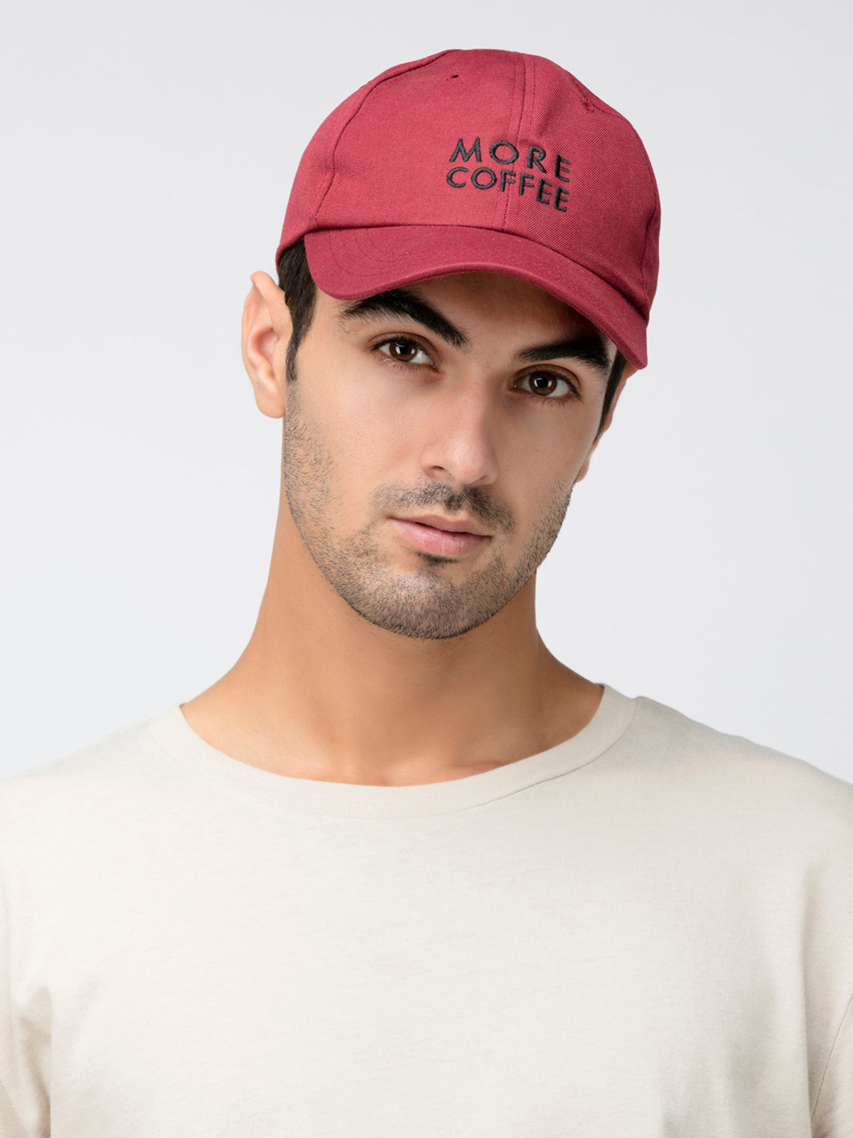 Maroon more coffee embriodery detailing baseball cap