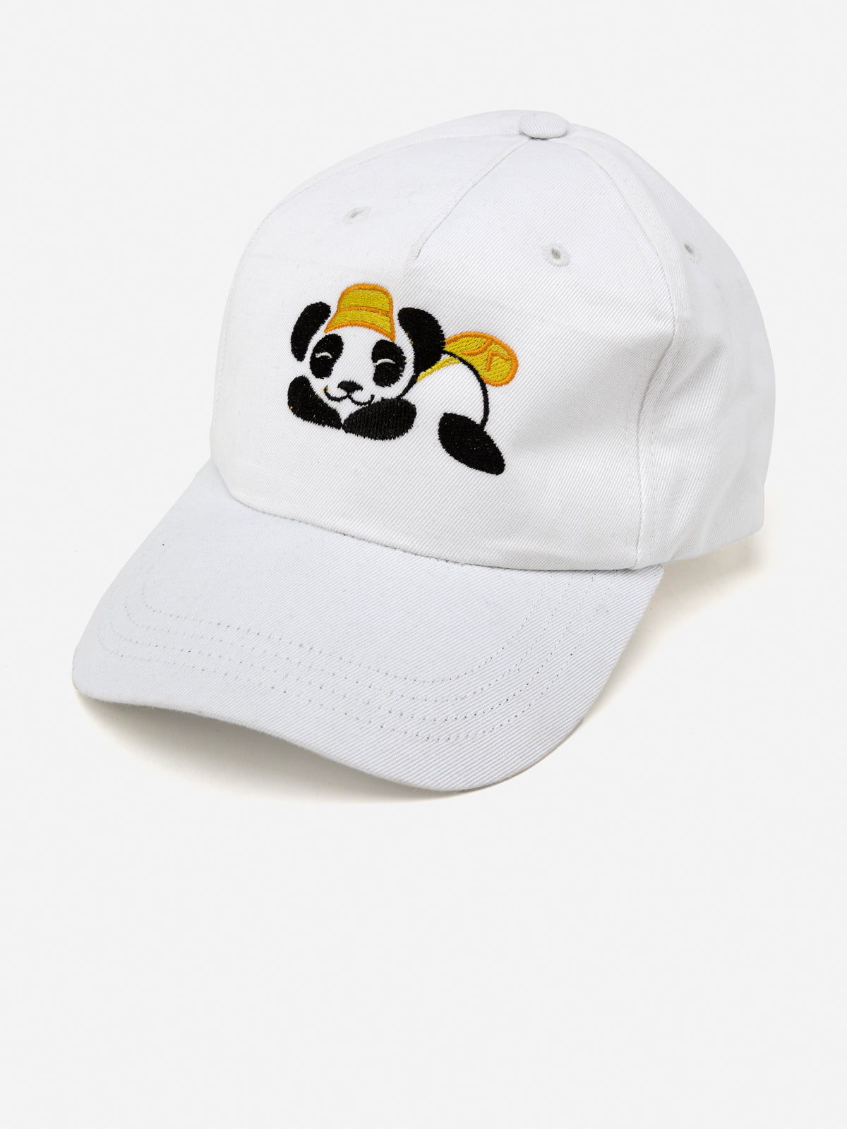 Lazy panda logo embriodery white baseball cap