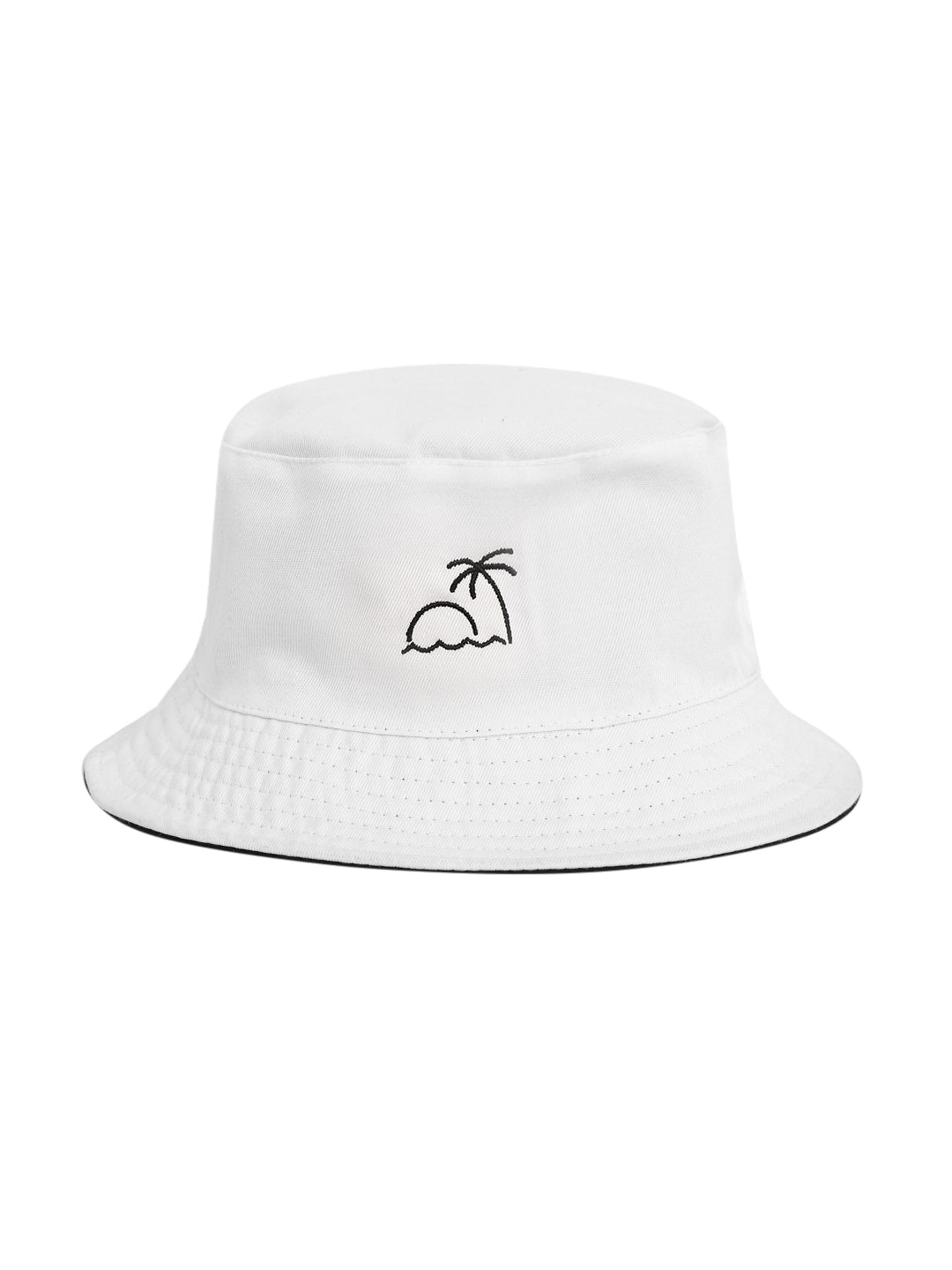 Blueberry black and white embroidery reversible bucket hat