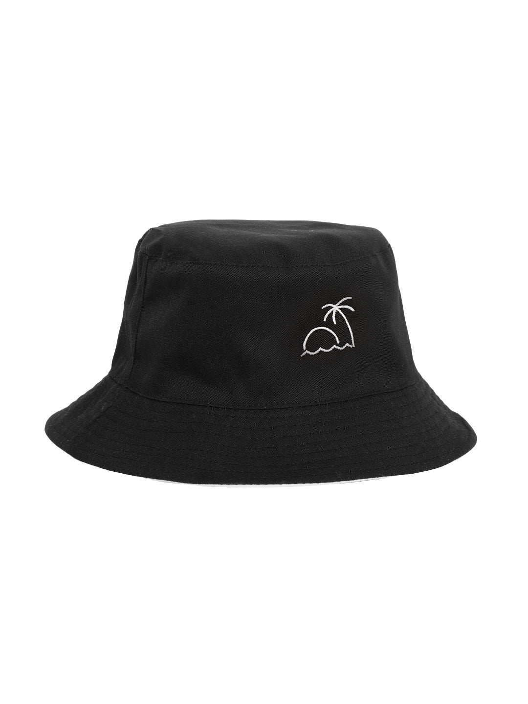 Blueberry black and white embroidery reversible bucket hat