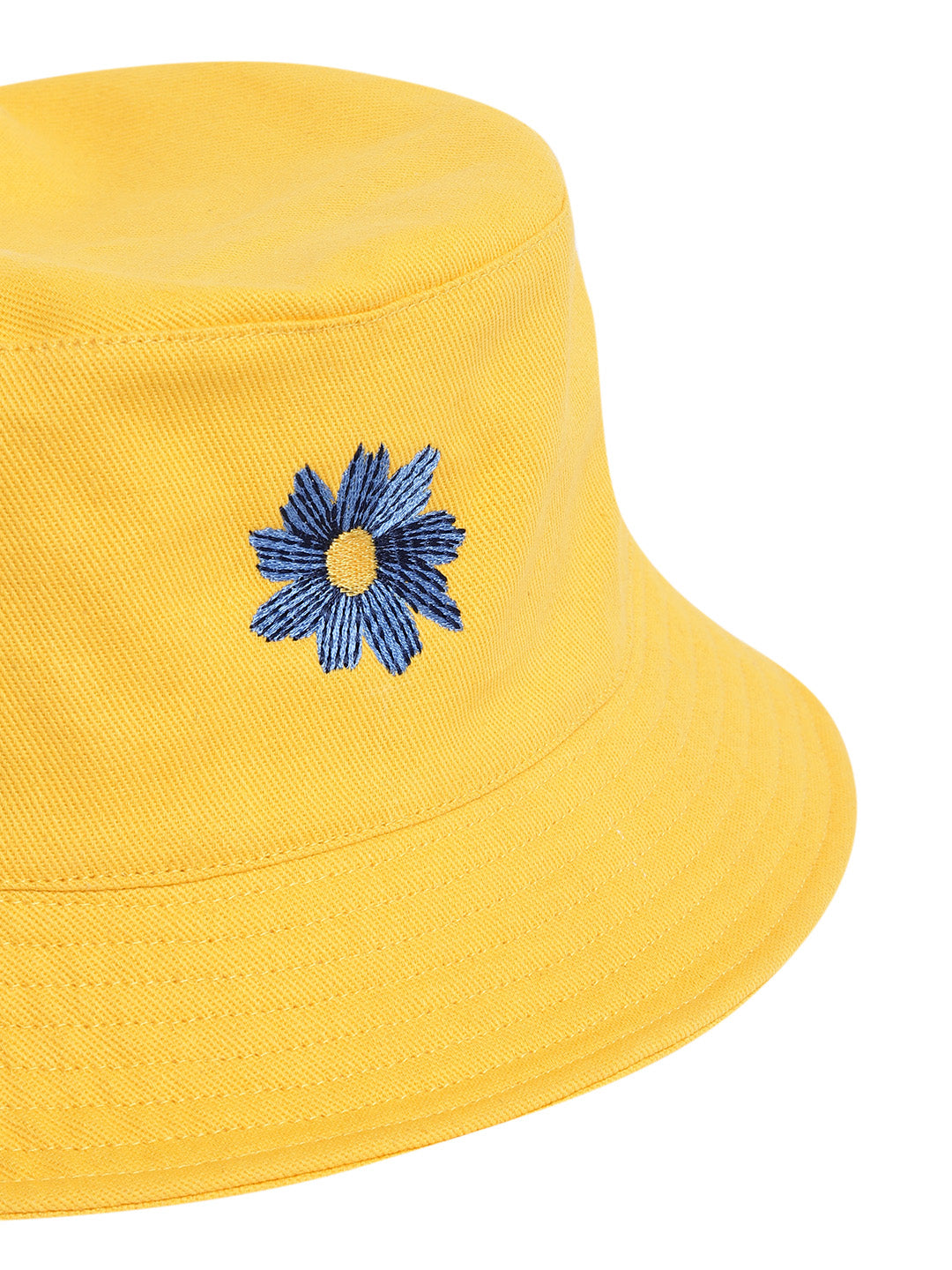Blueberry yellow flower Reversible Embroidered bucket hat
