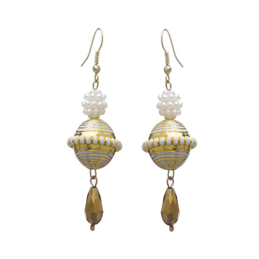 Blueberry white & gold-toned drop earrings-onesize-white