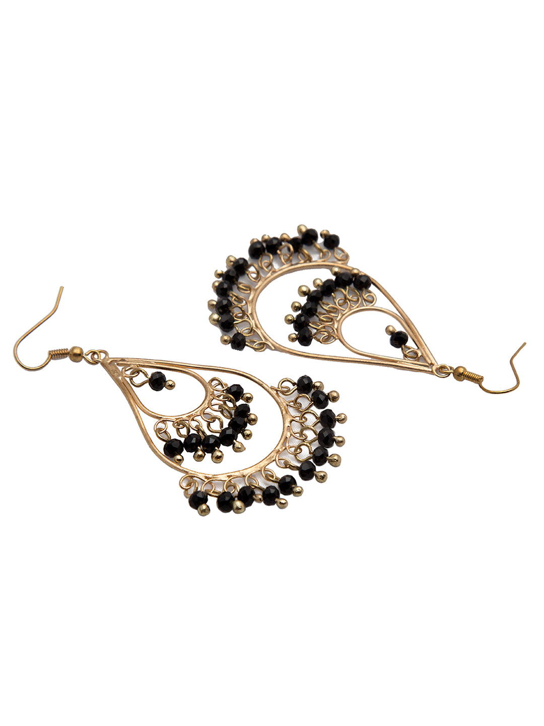 Blueberry gold plated black beads detailing drop earring