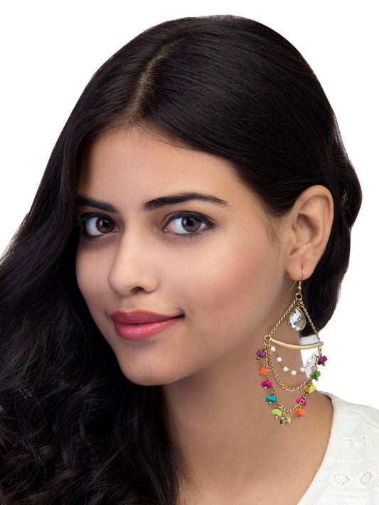 Stylish multicolor beads drop earring