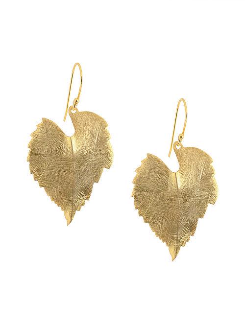 Blueberry gold plated leaf shape drop earring