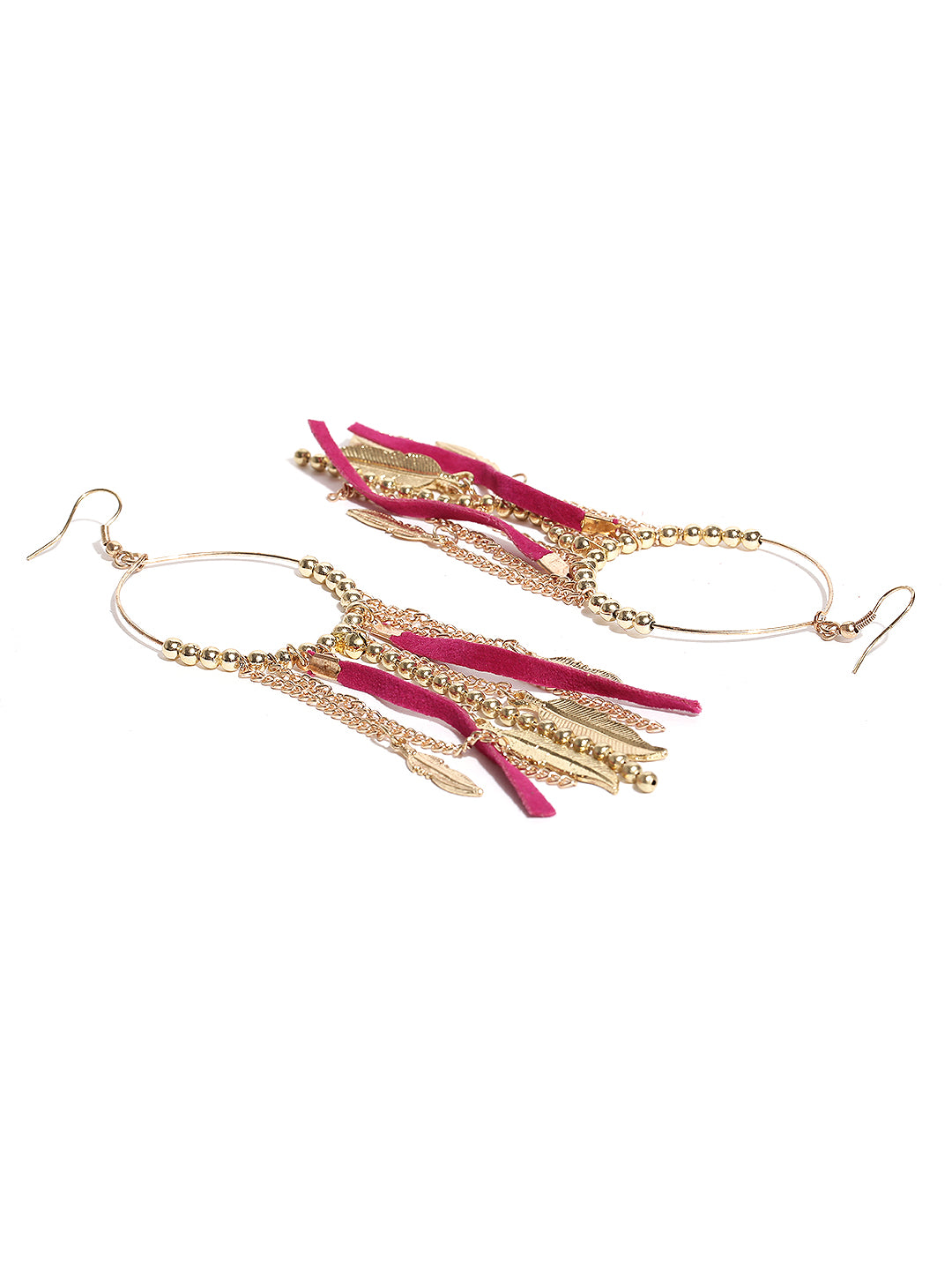 Gold toned leaf charms drop earrings
