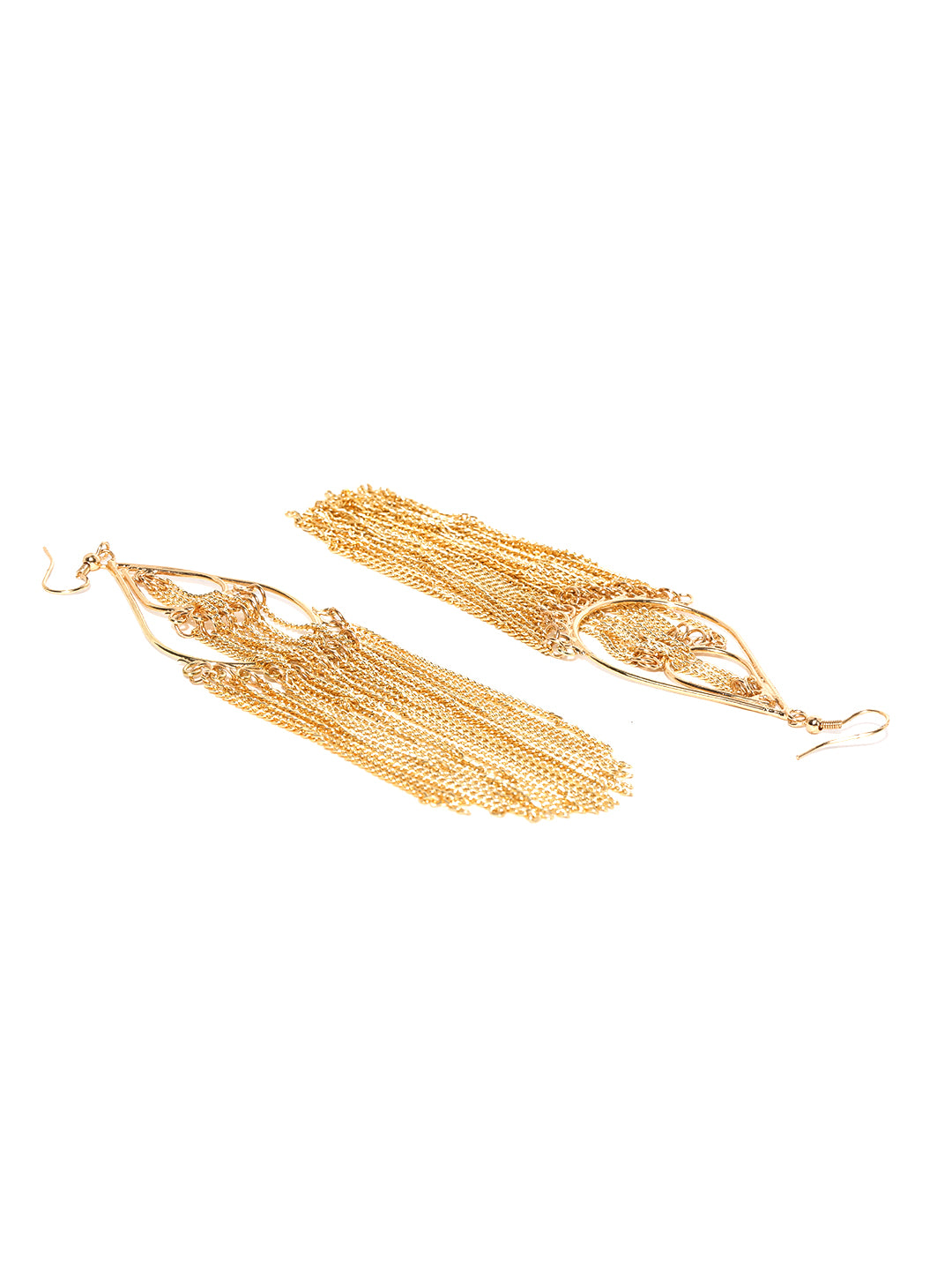 Fashionable gold tassel earrings