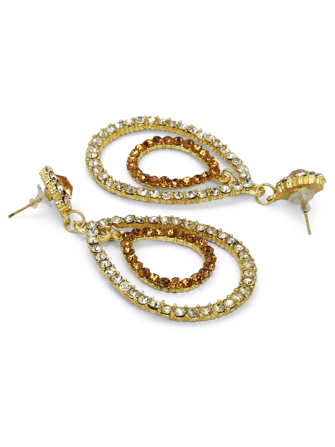 Gold toned double hoop studded earrings
