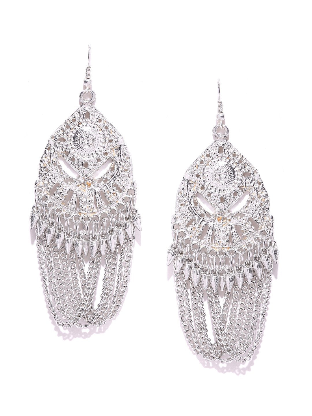 Silver toned drop earrings