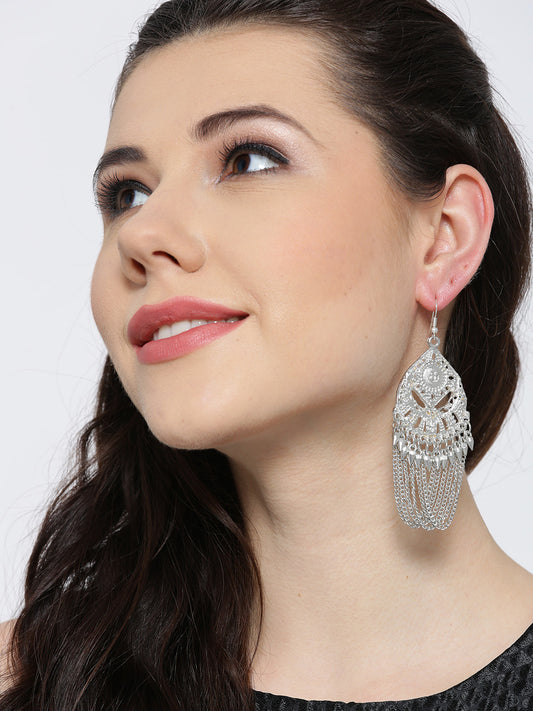 Silver toned drop earrings