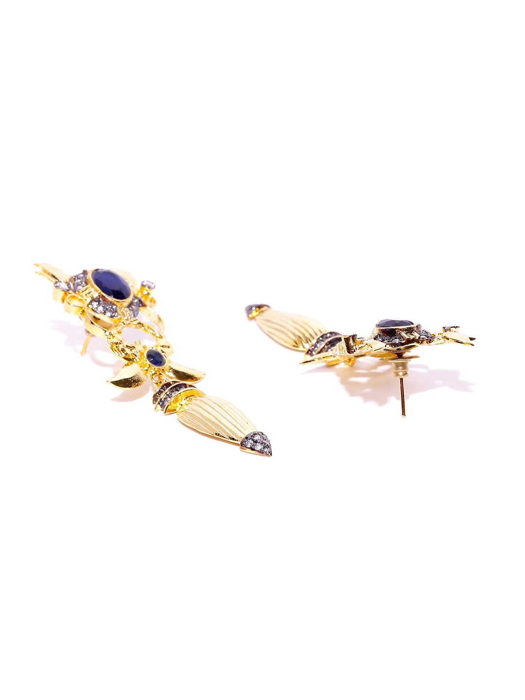 Blueberry gold plated black stone detailing drop earring