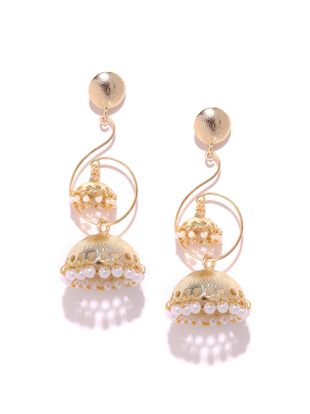 Gold plated handcrafted jhumki drop earrings