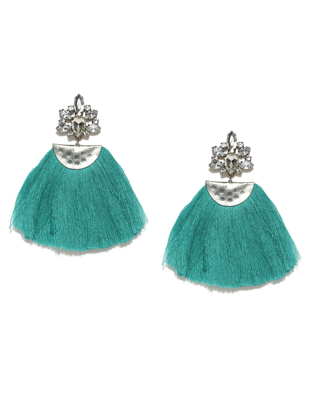 Blueberry green statement earrings