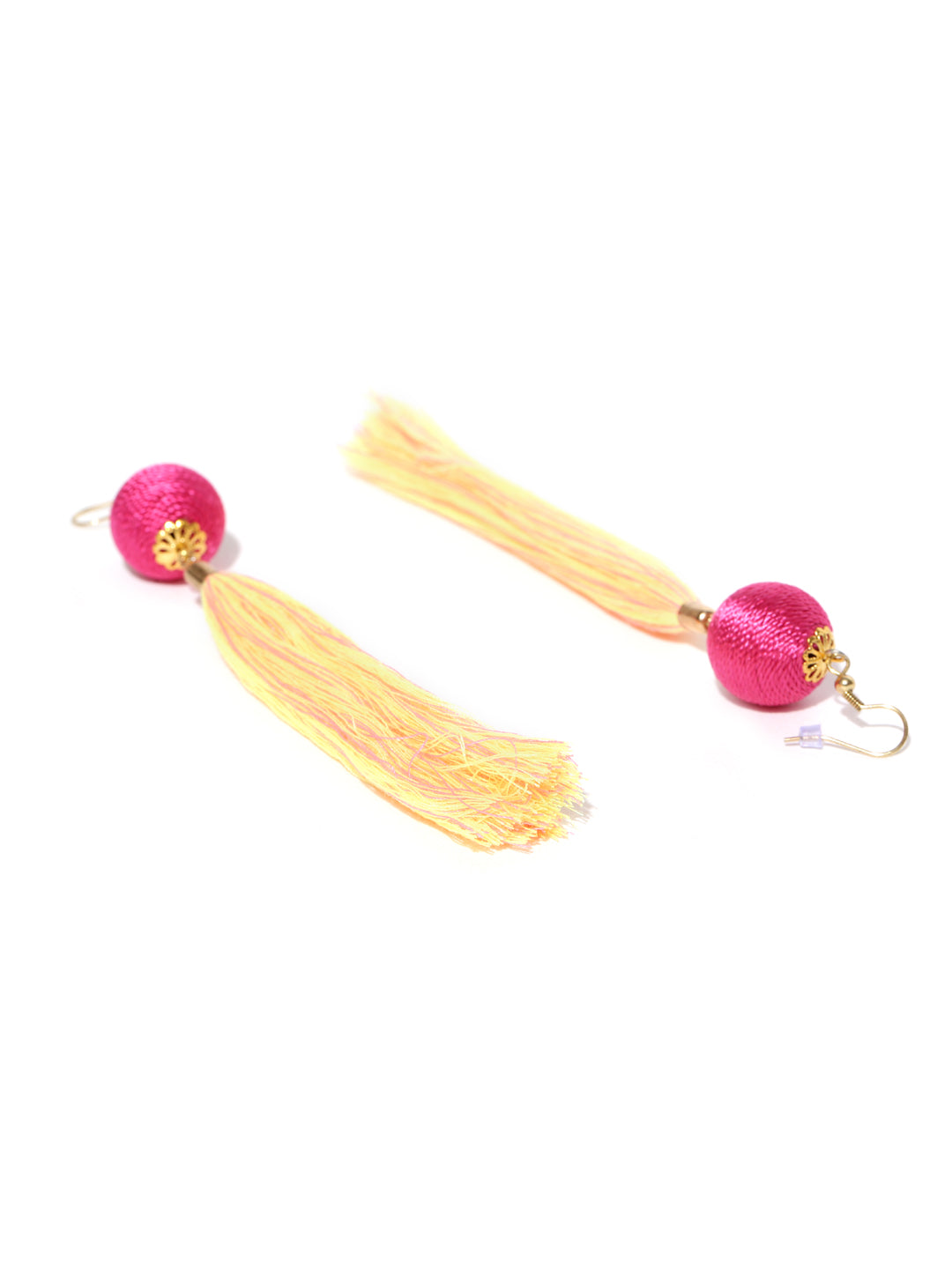 Blueberry pink tassel drop earrings