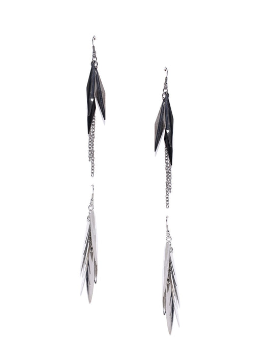 Blueberry set of 2 silver and metallic drop earrings