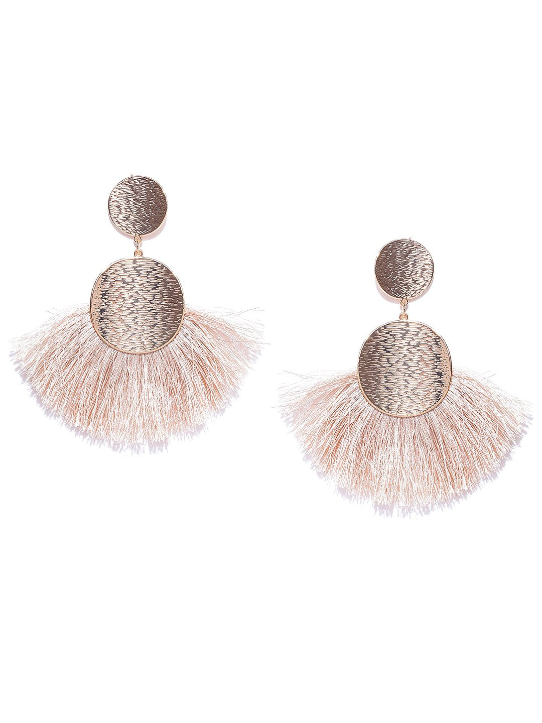 Blueberry gold and beige fringes drop earrings