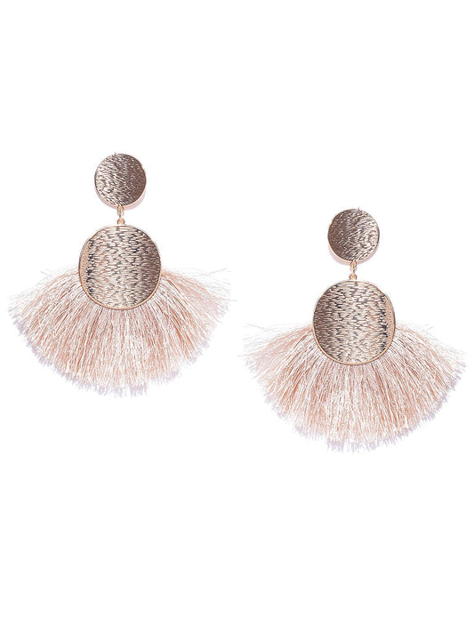 Blueberry gold and beige fringes drop earrings