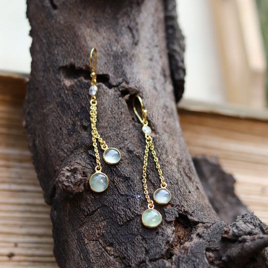 Blueberry gold plated chain drop earring