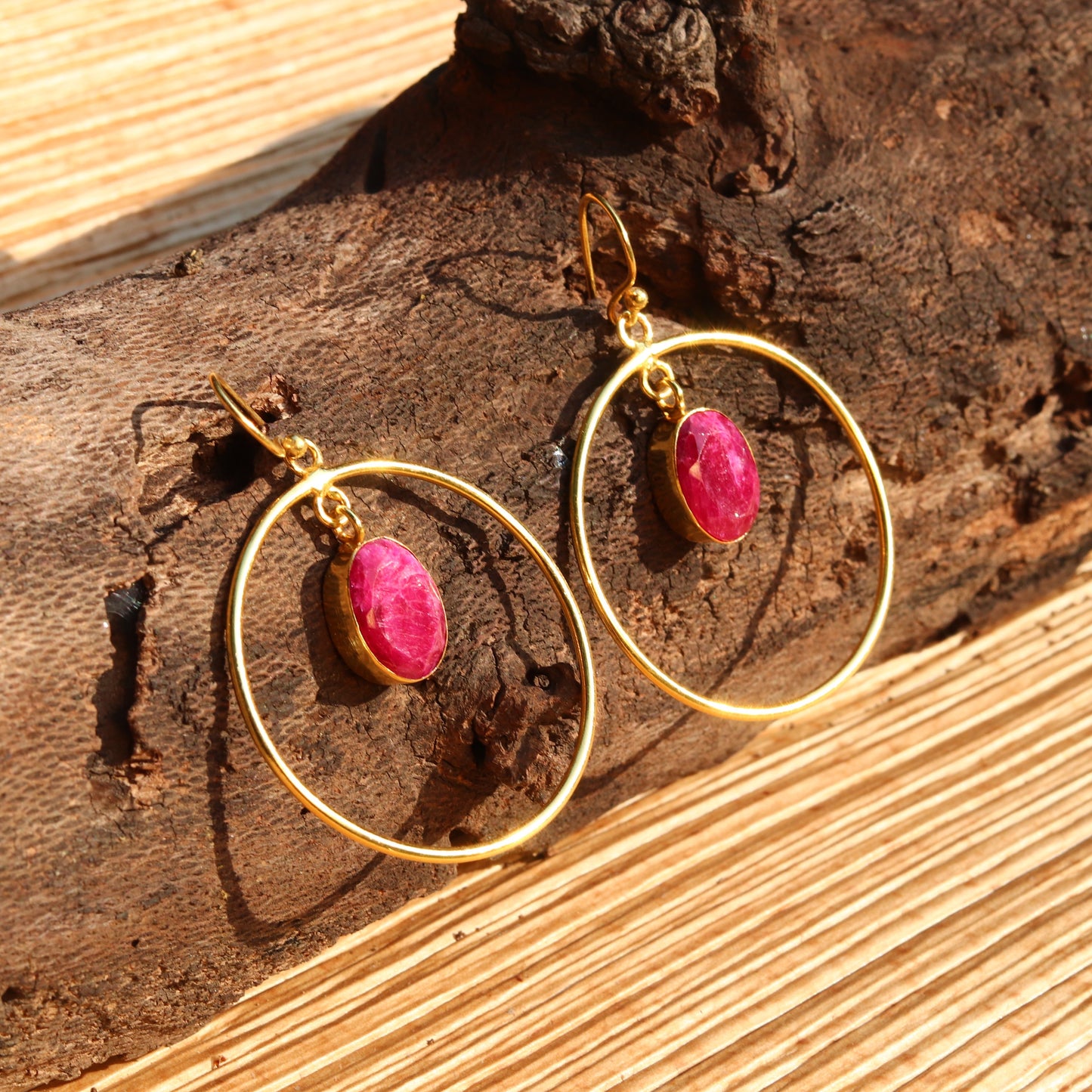 Blueberry gold plated natural stone detailing drop earring