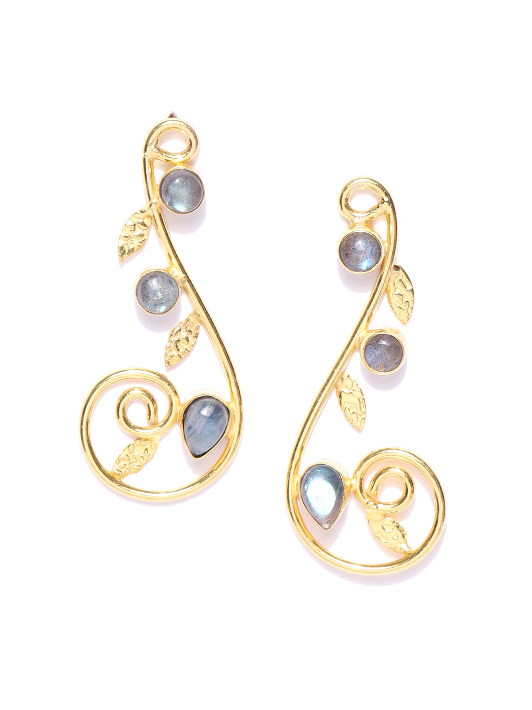 Blueberry gold plated agate stone detailing drop earring