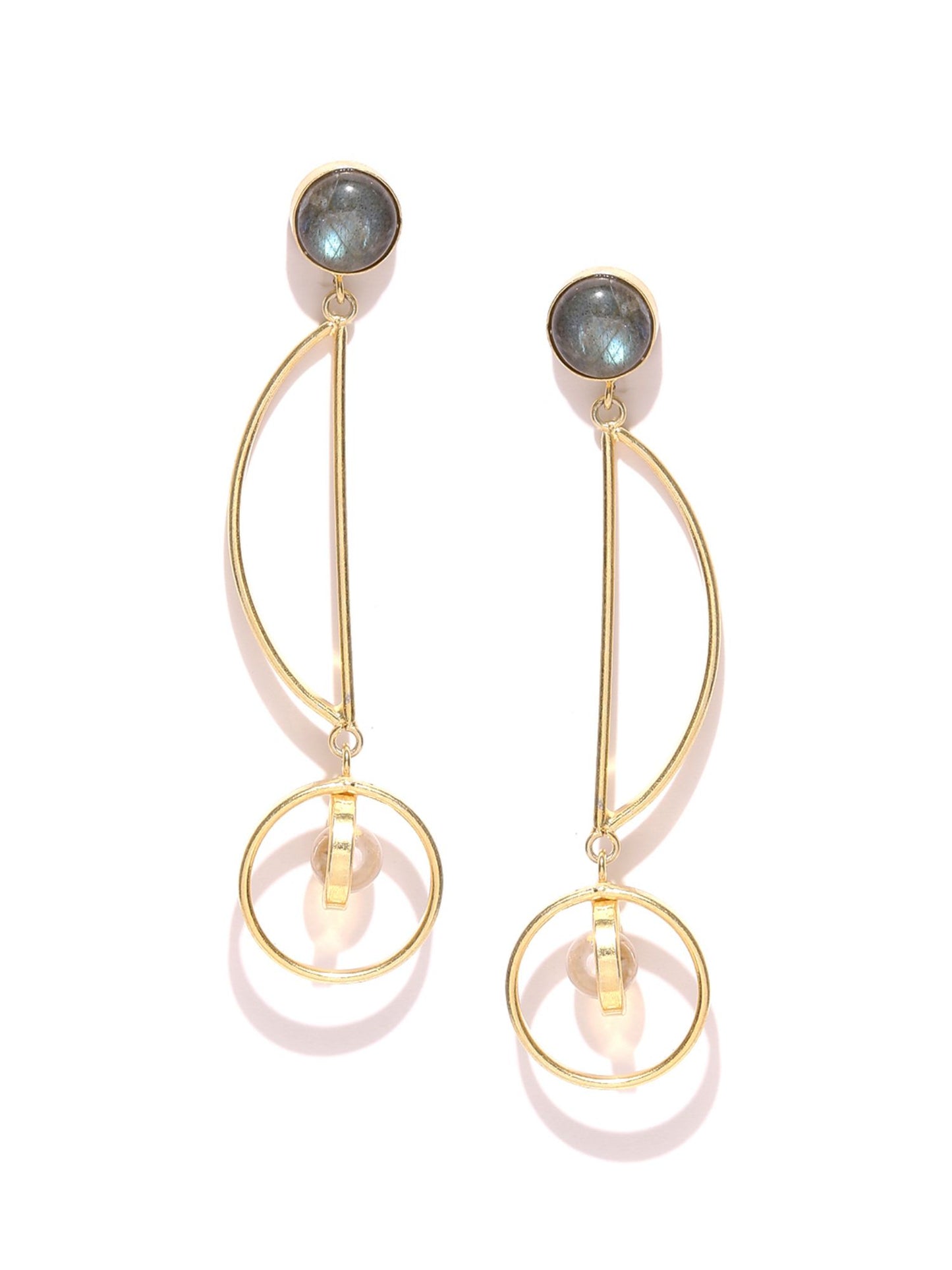 Blueberry Gold Plated Handcrafted Stone Studded Drop Earrings