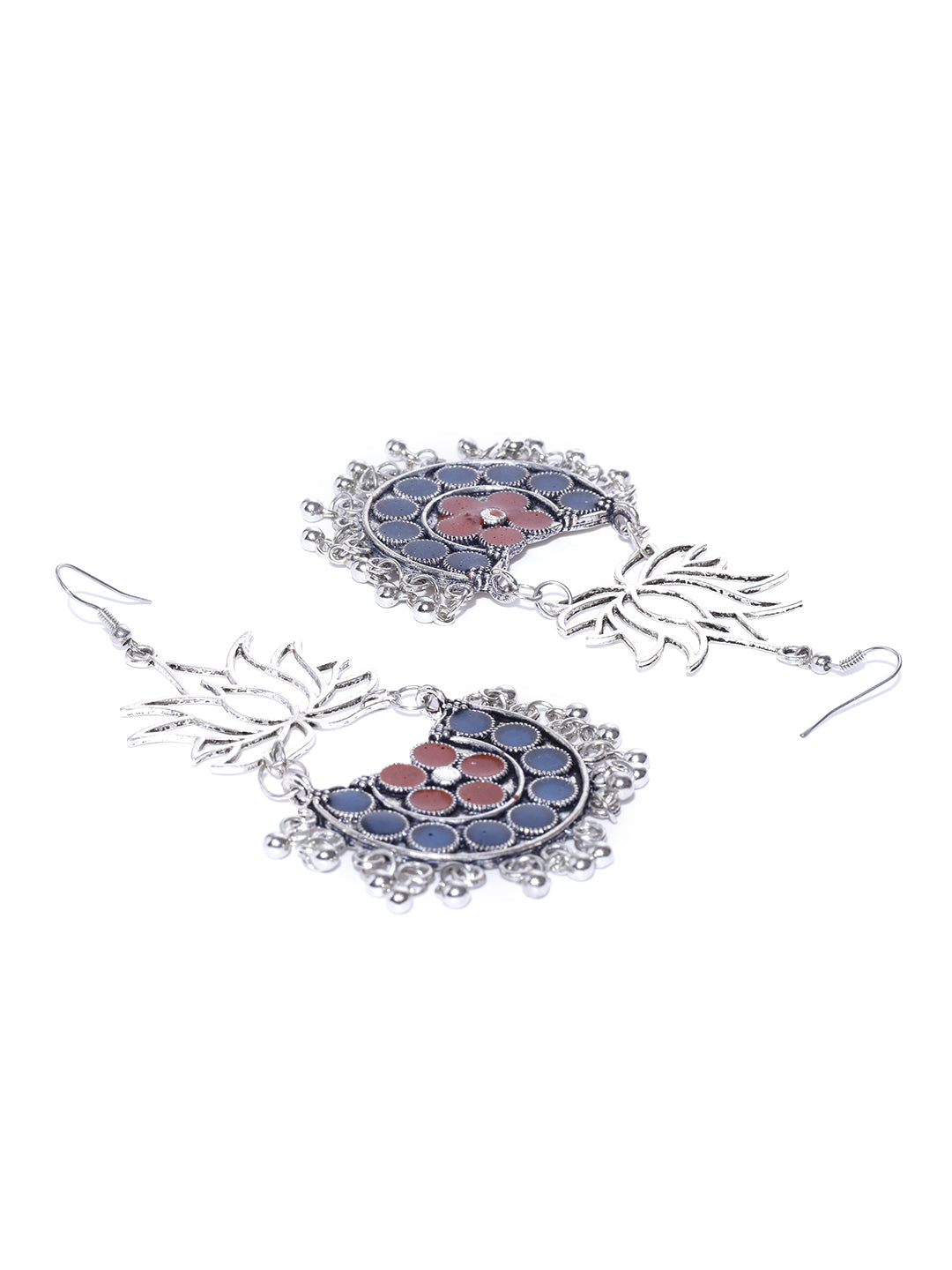 Blueberry silver toned floral drop earrings