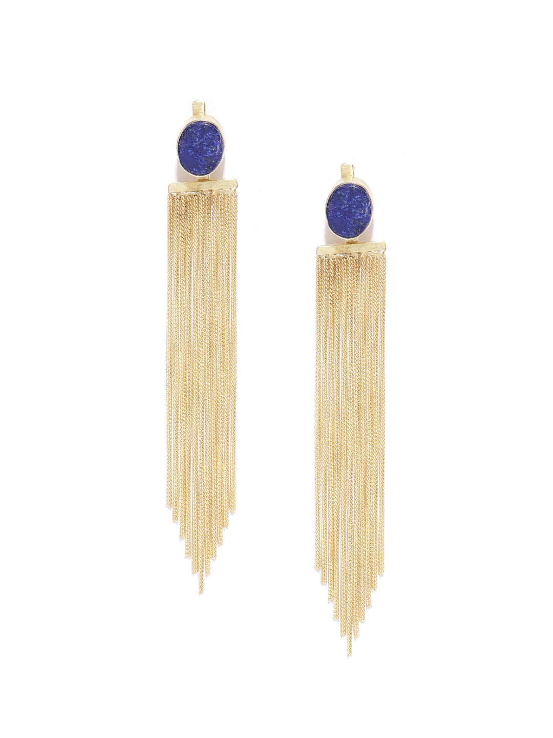 Blueberry gold plated chain taseel drop earring