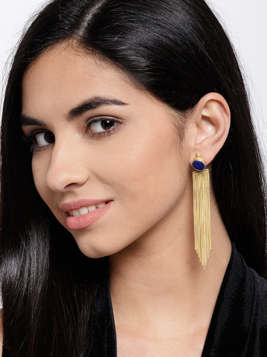 Blueberry gold plated chain taseel drop earring