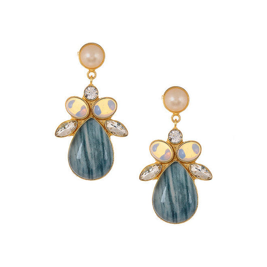 Blueberry Multi colour stone detailing drop earring